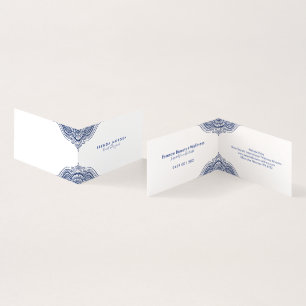 Cartão De Visita Mandala elegante azul escura