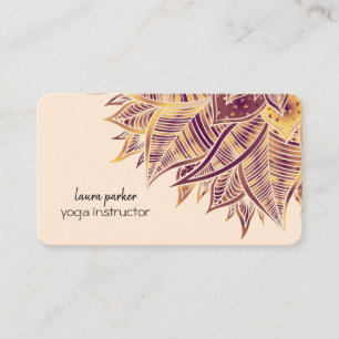 Cartão De Visita Mandala Elegante Boho Paisley Arte Floral Yoga