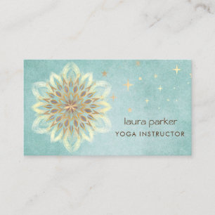 Cartão De Visita Mandala Holística Lotus Floral Zen Yoga Teal