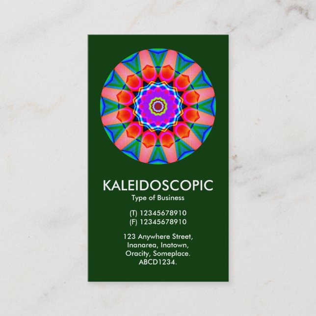 Cartão De Visita Mandala Kaliedoscópica 03 - Verde Escuro (003300) (Frente)