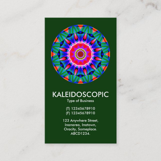 Cartão De Visita Mandala Kaliedoscópico - Verde Escuro (003300) (Frente)
