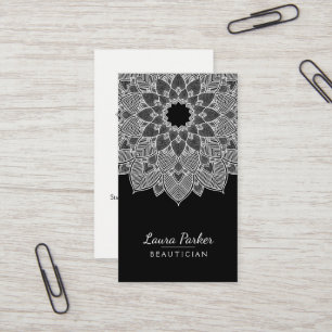 Cartão De Visita Mandala Lotus Fllower Yoga Black White Clean
