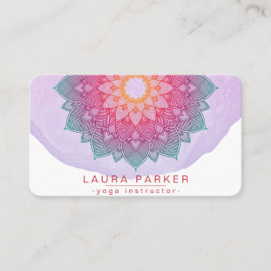 Cartão De Visita Mandala Lotus Flower Yoga Pink Holística Business