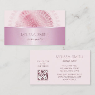 Cartão De Visita Mandala Metálica Brilhante Rosa