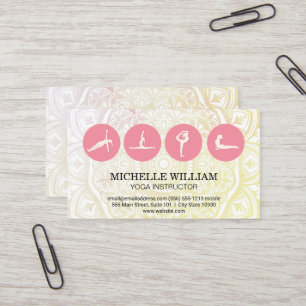 Cartão De Visita Mandala Pattern   Ícone Yoga Poses