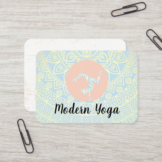 Cartão De Visita Mandala Pattern | Logotipo de mangueira Yoga (Frente/Verso In Situ)