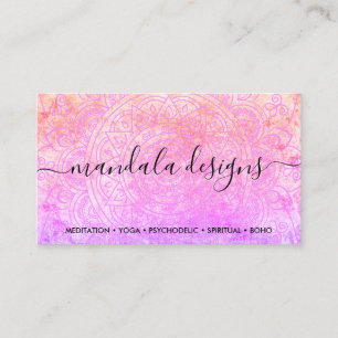 Cartão De Visita Mandalá Rosa Espiritual Boêmio Boho