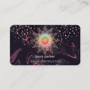 Cartão De Visita Mandala Roxo Boho Meditação Aquarela Ioga