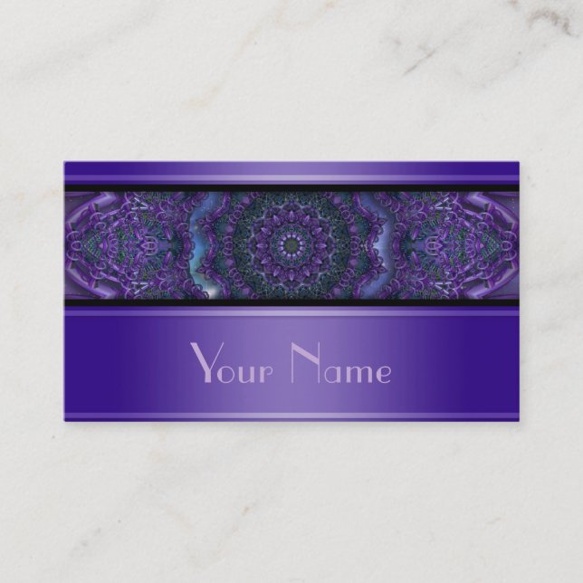 Cartão De Visita Mandala V do Fractal do caleidoscópio + seu texto (Frente)