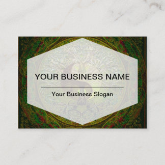 Cartão De Visita Mandala verde de Yin Yang com a árvore de vida