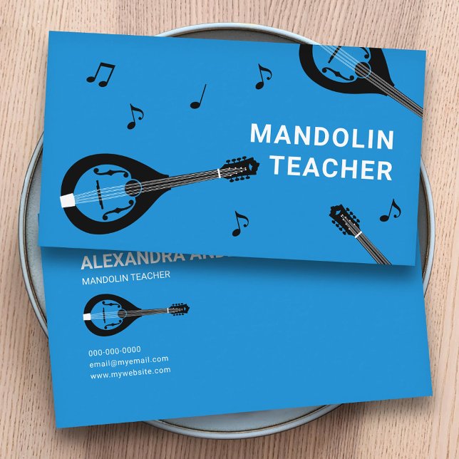 Cartão De Visita Mandolin Teacher Blue (Mandolin Teacher Blue Business Card)