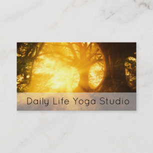 Cartão De Visita Manhã Do Sol Do ouro Através Da Floresta