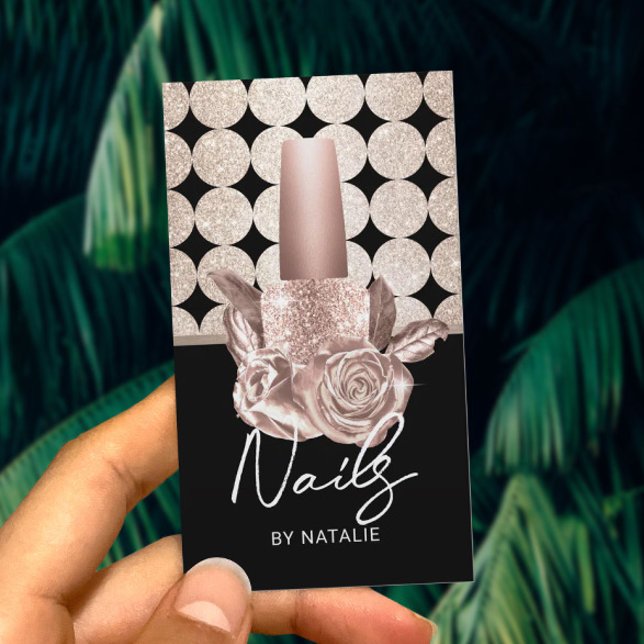 Cartão De Visita Manicura Geométrica Dourada de Flor Polonesa de Sa (Criador carregado)