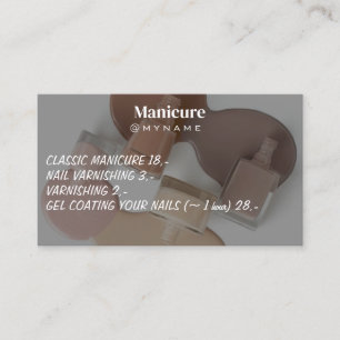 Cartão De Visita Manicure de tipografia com gotas cor-de-rosa de sa
