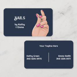 Cartão De Visita Manicure Dois Nomes Azul Marinho