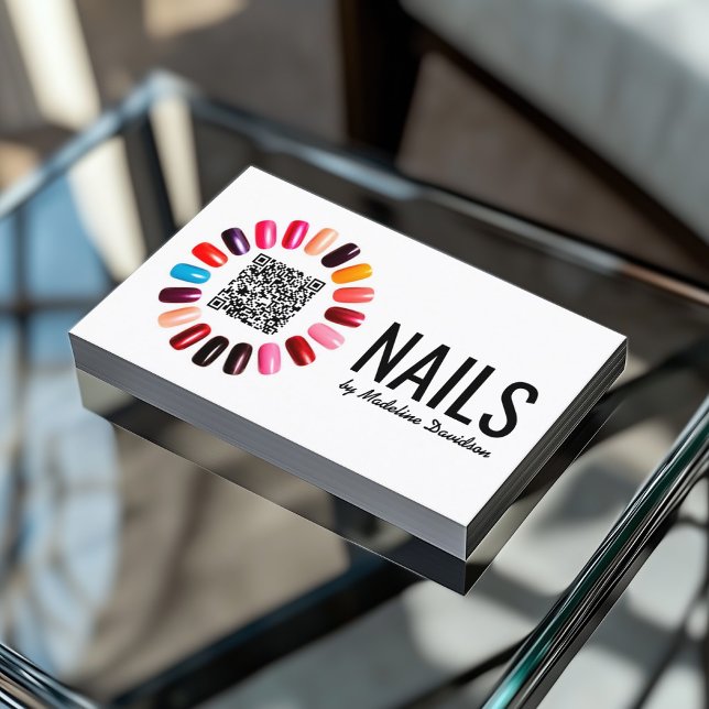 Cartão De Visita Manicure Nail Polonês Scannable QR Code Basic Whit (Perfect for business)