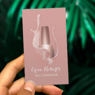 Cartão De Visita Manicúrguer Polonês de Rosa de Salão Dourado