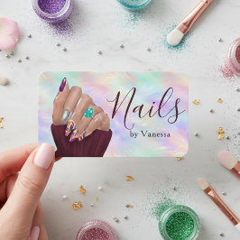Cartão De Visita Manicurist Artist Iridescent Opal Nail Art Chic