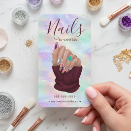 Cartão De Visita Manicurist Artist Nail Art Studio Stylish Opal