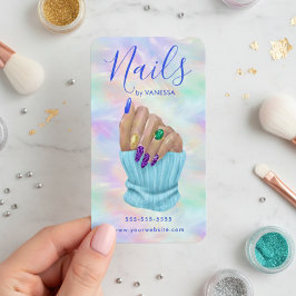 Cartão De Visita Manicurist Artist Nail Art Studio Stylish Opal