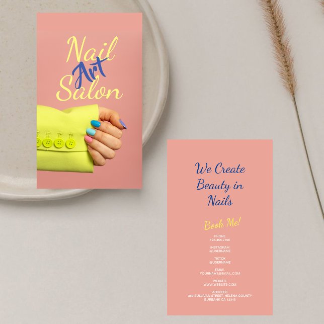Cartão De Visita Manicurist Nail Artista de Script na moda (Criador carregado)