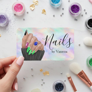 Cartão De Visita Manicurista Artista de Unhas Opala Iridescente Est