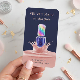 Cartão De Visita Manicurista Artista Técnico de Unhas Azul Marinho