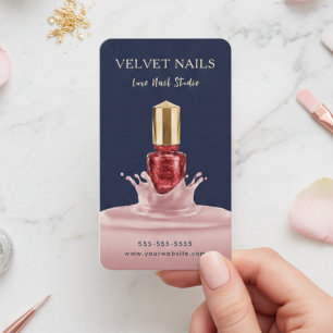 Cartão De Visita Manicurista Artista Técnico de Unhas Rosa Bege Azu