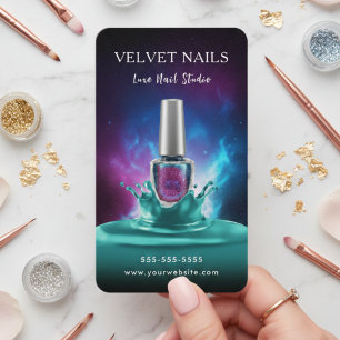 Cartão De Visita Manicurista Chic Artista Arte de Unhas Colorido Mo