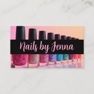 Cartão De Visita Manicurista das unhas das garrafas poloneses