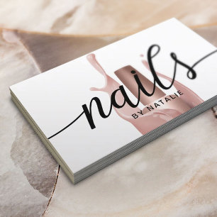 Cartão De Visita Manicurista de garrafas Polonês Dourado de Salon
