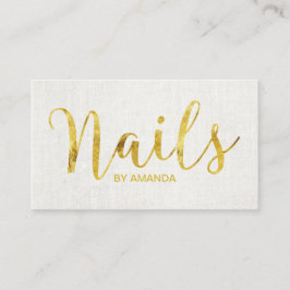 Cartão De Visita Manicurista de Nail Salon Dourado Script Elegante 