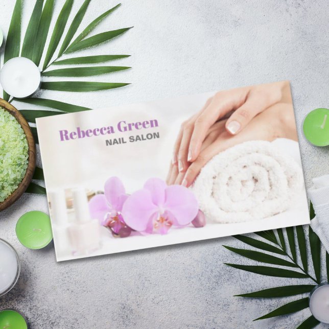 Cartão De Visita Manicurista do Nail Artista Moderno Elegante Nail  (Modern Elegant Nail Artist Nail Salon Manicurist Business Card)