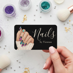 Cartão De Visita Manicurista Elegante Técnico de Unhas Salão Modern