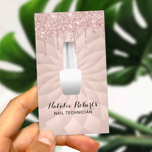 Cartão De Visita Manicurista Geométrico do Rosa Salão de Nail (Criador carregado)