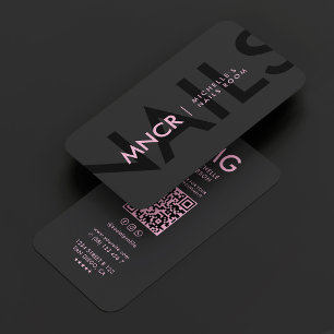 Cartão De Visita Manicurista Minimalista Técnico de Unhas Rosa Pret
