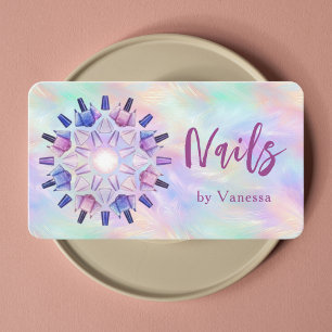 Cartão De Visita Manicurista Moderna Opala Iridescente Elegante Neg