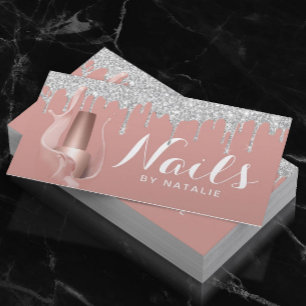 Cartão De Visita Manicurista Rosa Dourado do Salon Silver