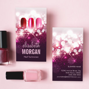 Cartão De Visita Manicurista Técnico-Nail - Lantera de Beleza Rosa