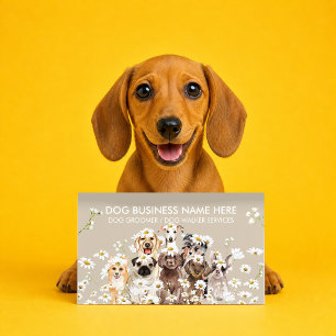 Cartão De Visita Manipulador de Cães Beige Exposição de Cães de Raç