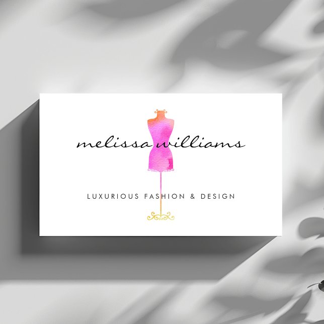 Cartão De Visita Mannequin Fashion Boutique, Coloração-de-água Rosa (Criador carregado)