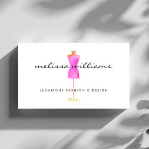 Cartão De Visita Mannequin Fashion Boutique, Coloração-de-água Rosa
