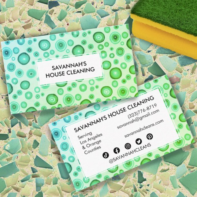 Cartão De Visita Manteiga Mínima Limpeza de Casa Janitorial (Criador carregado)