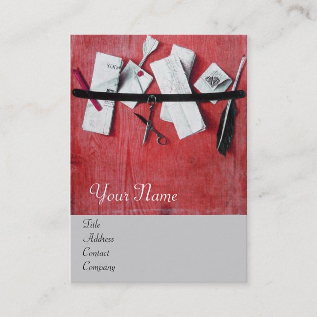 Cartão De Visita MANTEIRA EM MADEIRA MONOGRAMA cinza branca vermelh (Frente)