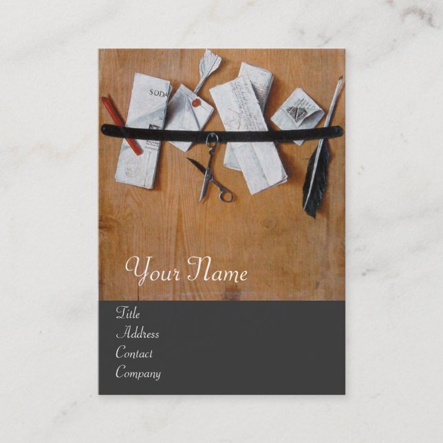 Cartão De Visita MANTEIRA EM MONOGRAMA DE MADEIRA, cinza castanha (Frente)