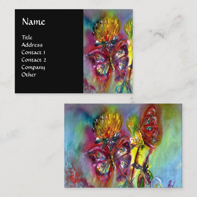 Cartão De Visita MANTEIRAS VIBRANTES EM AZUL, preto (Frente/Verso)