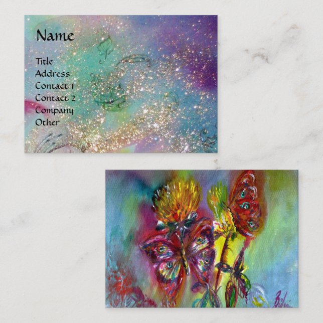 Cartão De Visita MANTEIRAS VIBRANTES EM AZUL,Teal (Frente/Verso)