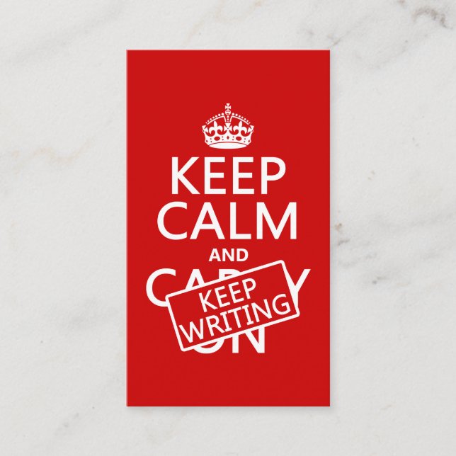 Cartão De Visita Mantenha calmo e mantenha a escrita (Frente)