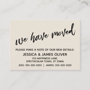 Cartão De Visita Manuscrito Casual Simples Nós Movemos Cream Card