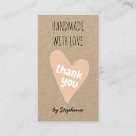 Cartão De Visita Manuscrito com amor Obrigado Kraft Paper QR code